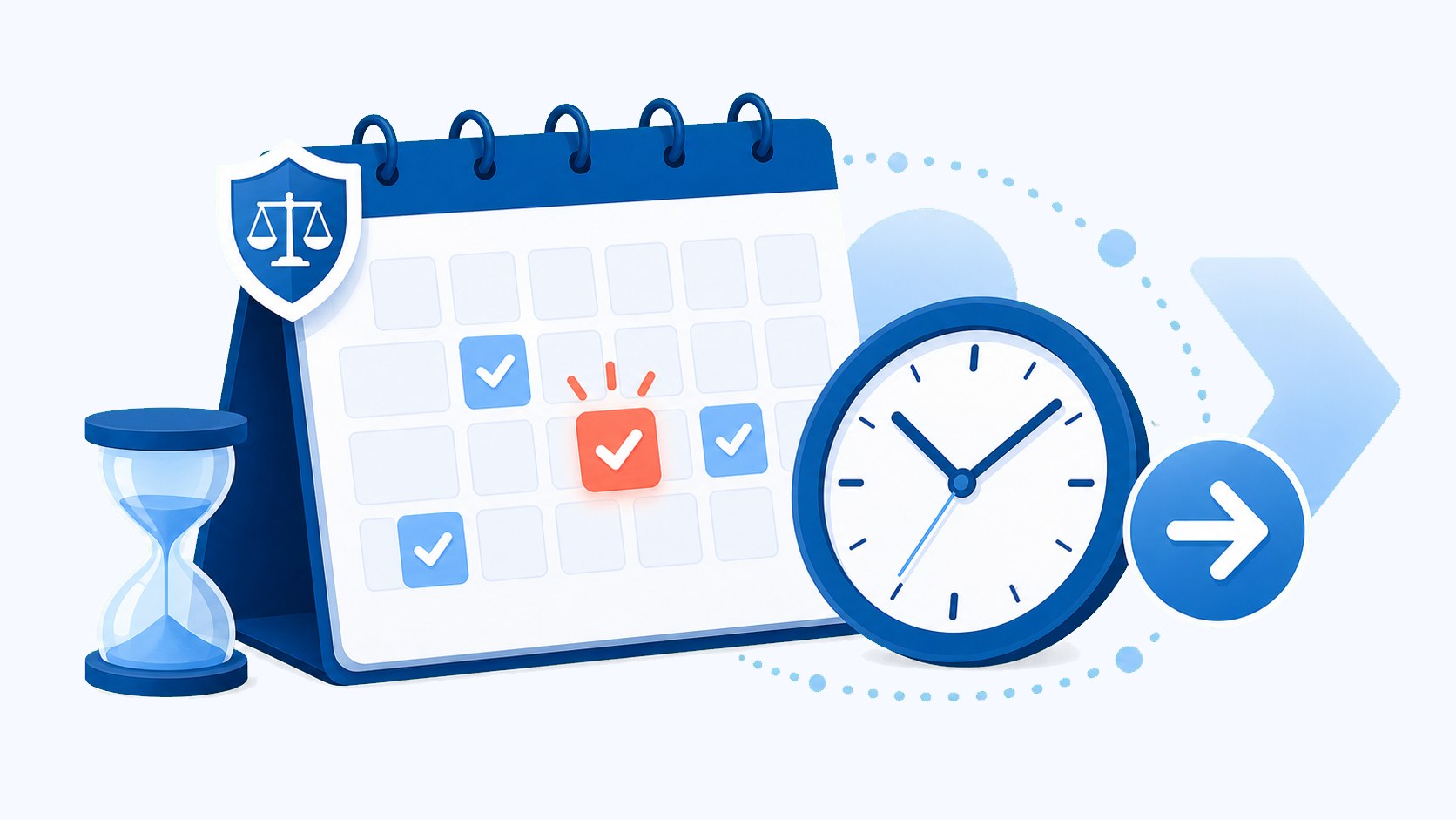 Kalender und Uhr als Symbol für gesetzliche Fristen