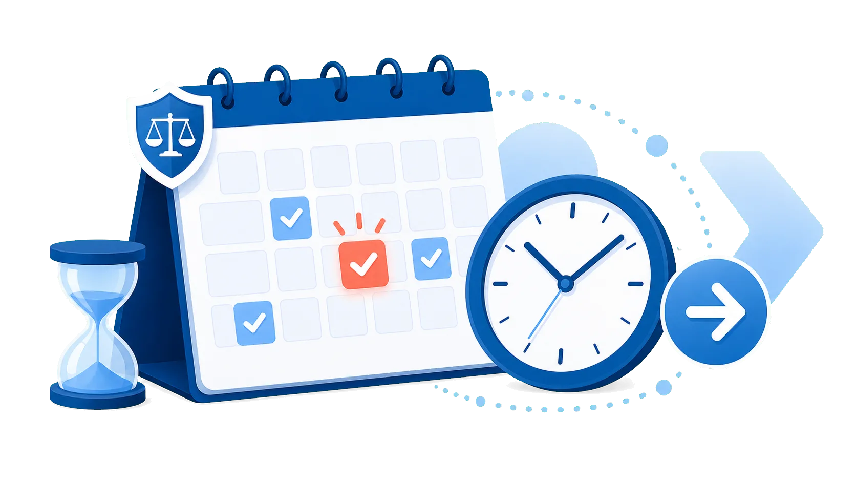 Kalender und Uhr als Symbol für gesetzliche Fristen